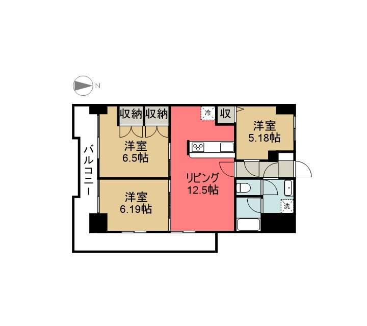 STパールハイツ(3LDK/6階)の間取り写真