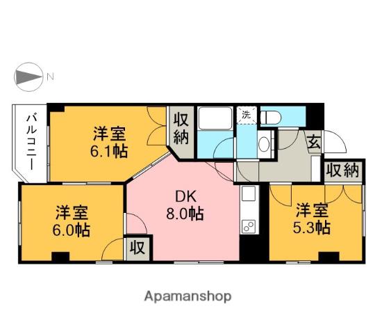 TWINVILLA B館(3DK/6階)の間取り写真