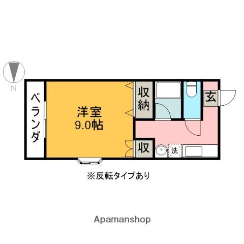 レインボーハイツA(1DK/2階)の間取り写真