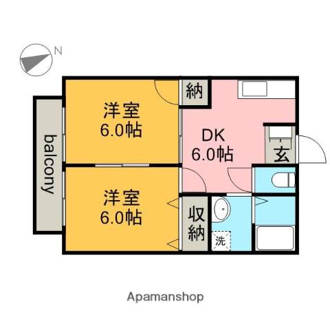 コーポ千代(2DK/1階)の間取り写真