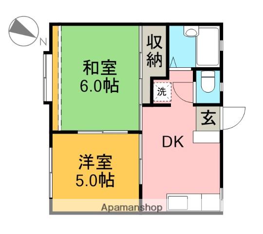 Dハイツ(2DK/1階)の間取り写真