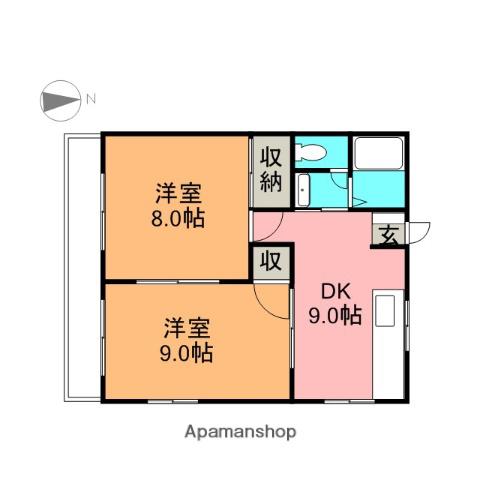 光陽ハイツ(2DK/2階)の間取り写真