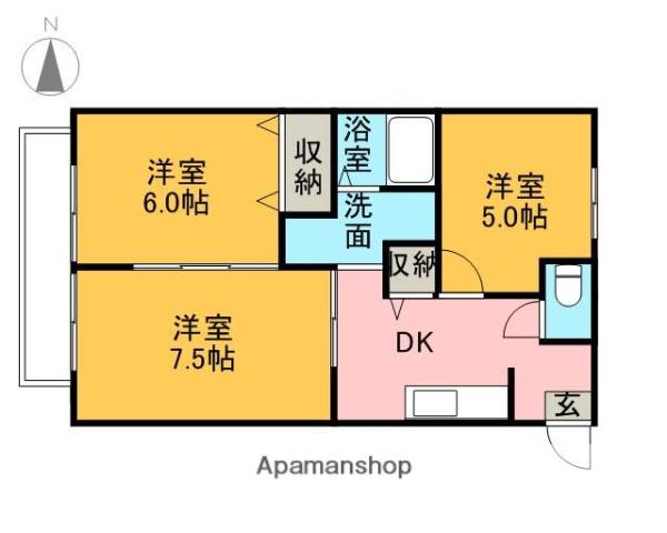 グリーンフラットC(3DK/2階)の間取り写真