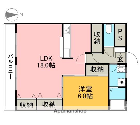 えだのマンション(1LDK/3階)の間取り写真