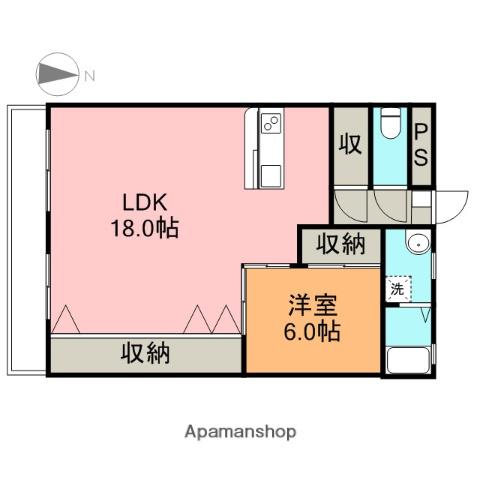 えだのマンション(1LDK/4階)の間取り写真
