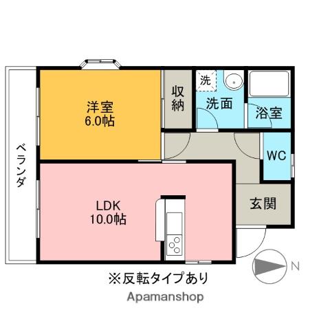 パールハイツFM F棟(1LDK/1階)の間取り写真