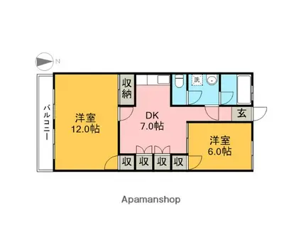竹澤マンション1(2DK/4階)の間取り写真