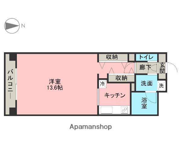リベール宇都宮Ⅱ(1K/13階)の間取り写真