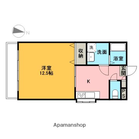 ウィングヴィラ枝野B棟(1K/2階)の間取り写真