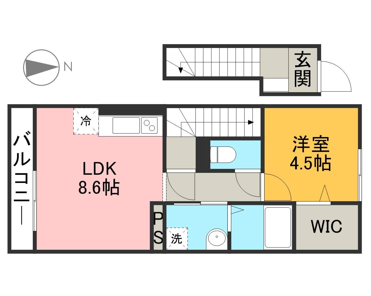 クレセント(1LDK/2階)の間取り写真