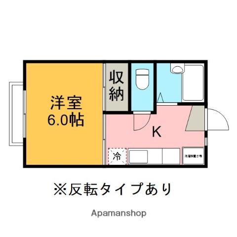 KDハイツ峰A棟(1DK/2階)の間取り写真