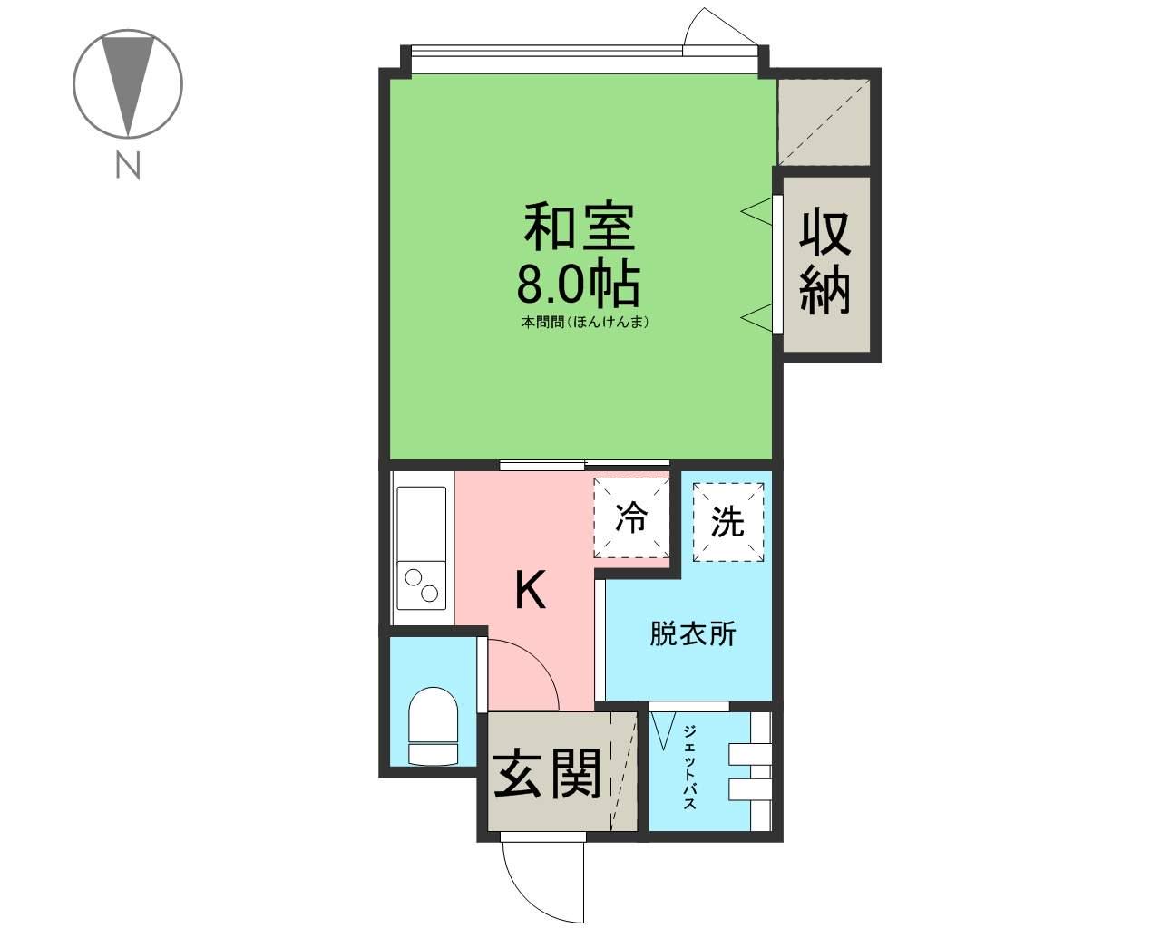 ウィスタリアA(1DK/2階)の間取り写真