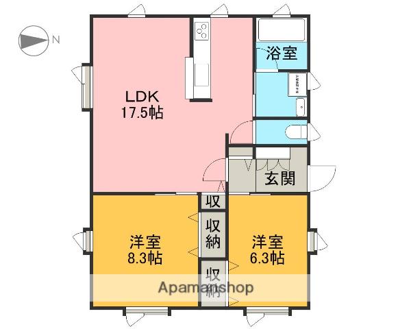 東北本線 宇都宮駅 バス乗車時間：45分 東原バス停で下車 徒歩1分 1階建 築20年(2LDK)の間取り写真