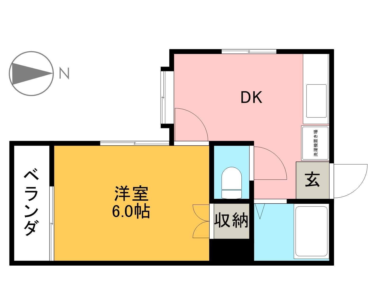 コーポ若葉(1DK/2階)の間取り写真