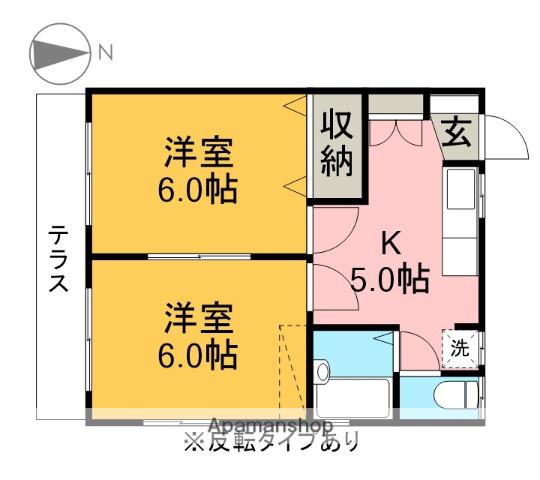 KNシャンポール(2K/2階)の間取り写真