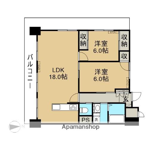 コーポ小尾(2LDK/10階)の間取り写真
