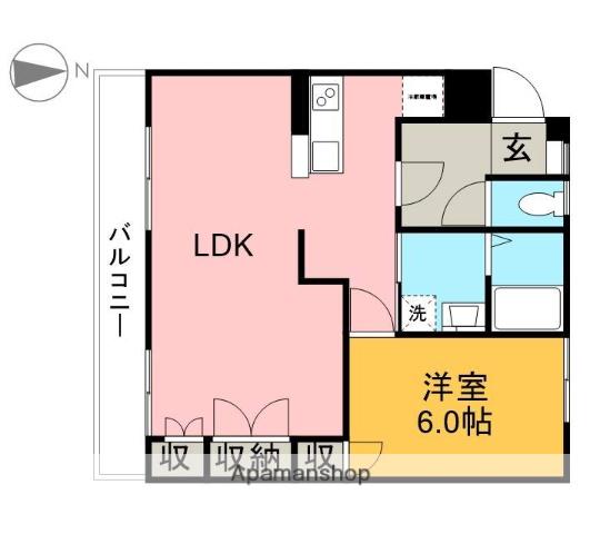 ディマンドハイツB(1LDK/2階)の間取り写真