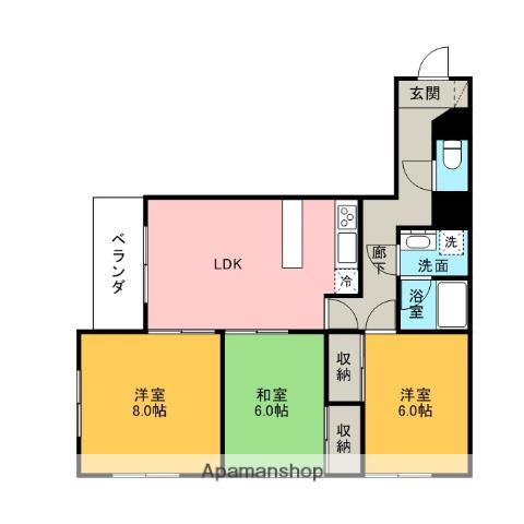 東塙田ロイヤルパレス(3LDK/3階)の間取り写真