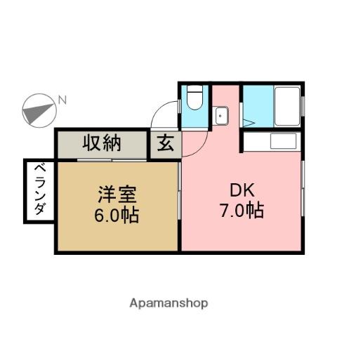 カーサ・ソフィア(1DK/2階)の間取り写真