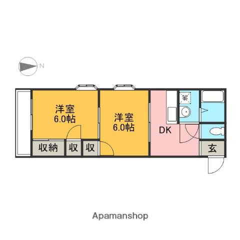 コーシュ箕輪Ⅱ(2DK/1階)の間取り写真