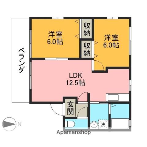 エス・ケー・エス(2LDK/2階)の間取り写真