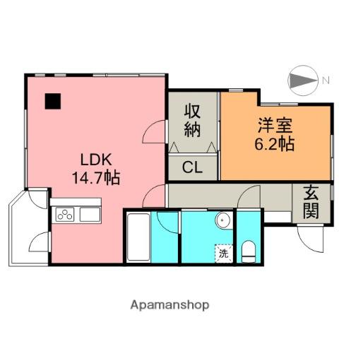 グランドアクア(1LDK/4階)の間取り写真