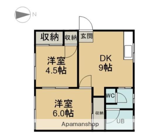 ニューハイツ西山B棟(2DK/2階)の間取り写真