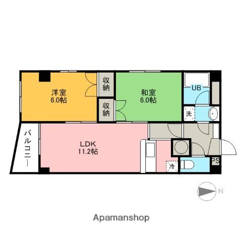 TWINVILLA A館(2LDK/4階)の間取り写真
