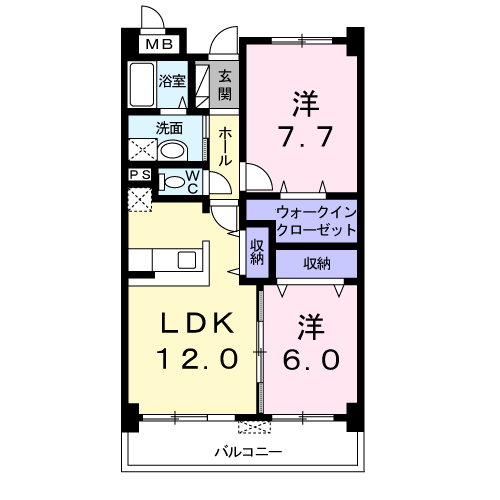 ル・ボヌール(2LDK/2階)の間取り写真