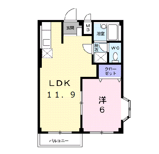 エルサティⅠ(1LDK/1階)の間取り写真