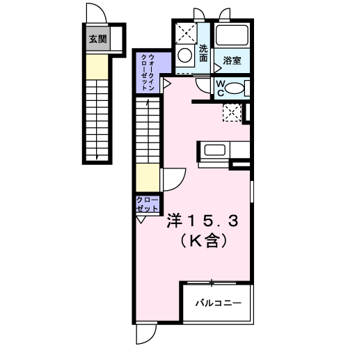 サンライズKⅡ(ワンルーム/2階)の間取り写真