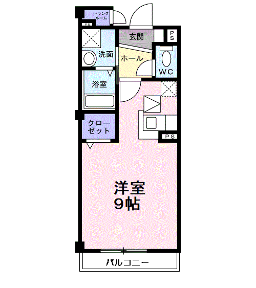 パレ・ニューみやの(ワンルーム/1階)の間取り写真