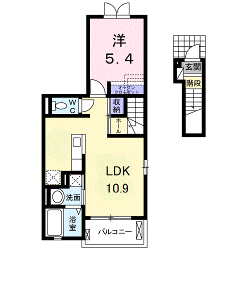 メゾン・プラシード(1LDK/2階)の間取り写真