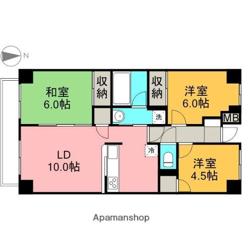 カーサ・フィヨーレ1(3LDK/5階)の間取り写真