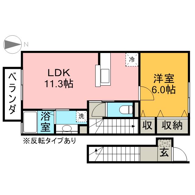 フォーゲルテラス ロートⅢ(1LDK/2階)の間取り写真