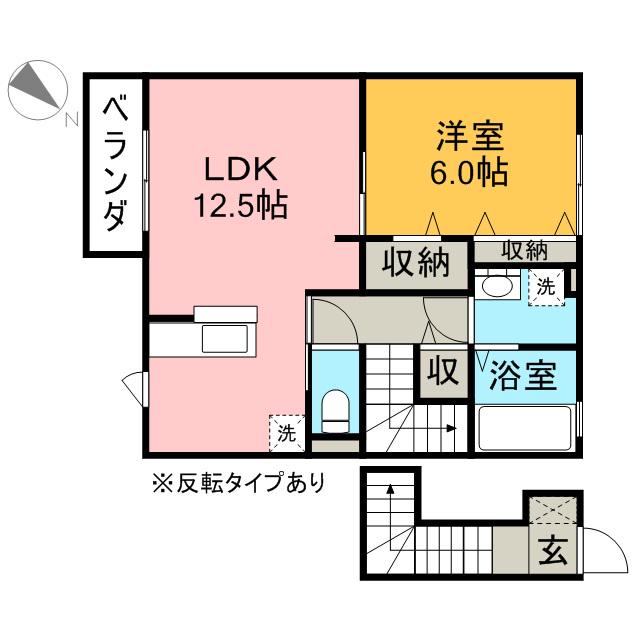 フォーゲルテラス グリューンⅤ(1LDK/2階)の間取り写真