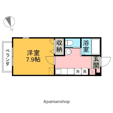 ECO HOUSE峰(1K/1階)の間取り写真