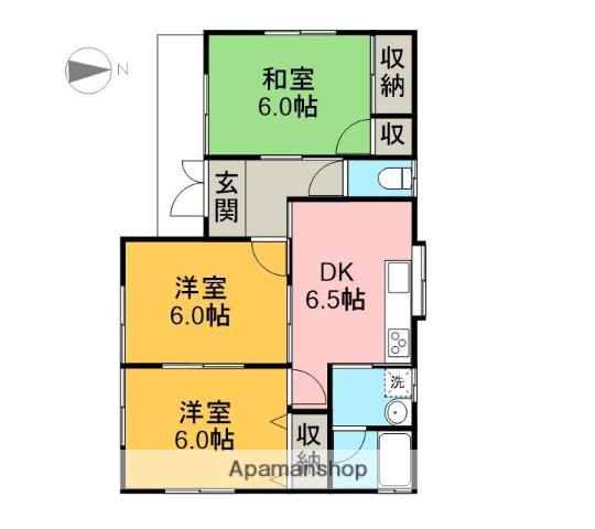 東武鉄道宇都宮線 西川田駅 徒歩18分 1階建 築20年(3DK)の間取り写真