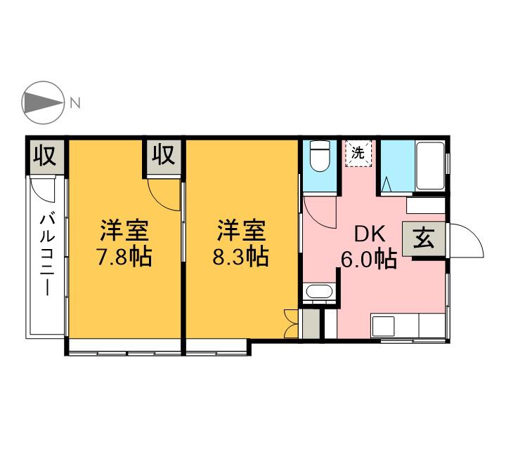 ITOPIA YANASE(2DK/2階)の間取り写真