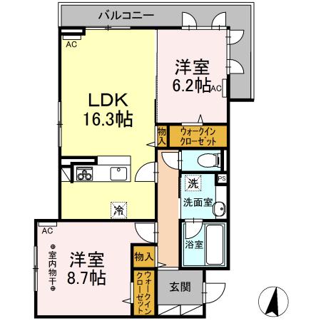 カーサ アンビシオン(2LDK/2階)の間取り写真