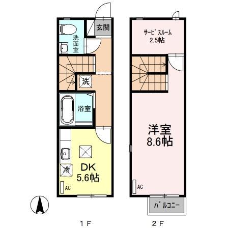 フレックスインターパーク　Ｂ(1DK)の間取り写真