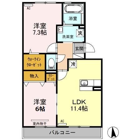 エクセルコート F(2LDK/3階)の間取り写真