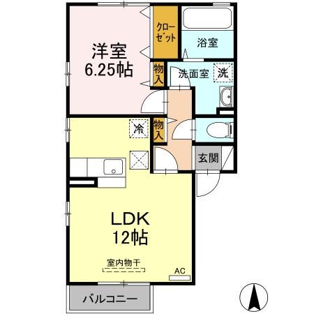 ボナールスクエアB(1LDK/1階)の間取り写真