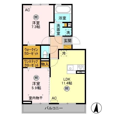 セジュールグリーンなごみ(2LDK/3階)の間取り写真