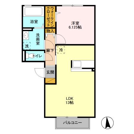 ダイアモンドマンション(1LDK/3階)の間取り写真