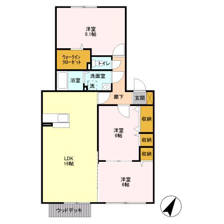 パルム安又(3LDK/1階)の間取り写真