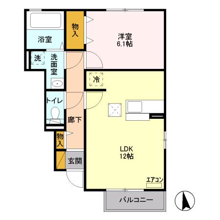 フォレストガーデンB(1LDK/1階)の間取り写真