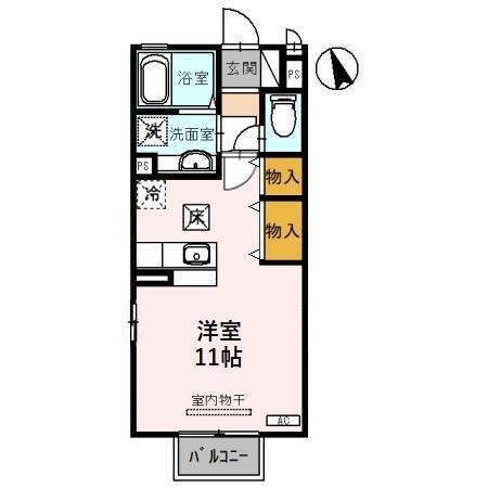 ハニーコートF(ワンルーム/1階)の間取り写真