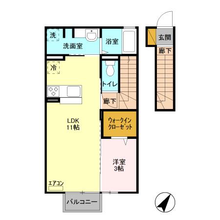 フォーゲルテラス ブラウⅠ(1LDK/2階)の間取り写真