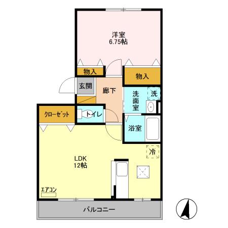 カサグランデ藤(1LDK/1階)の間取り写真